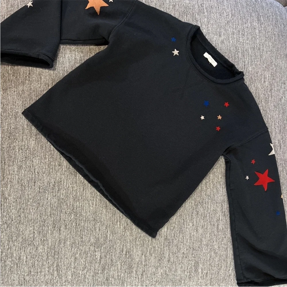 Madewell Mile(s) Black Star Print Bell Sleeve Starry Night Sweatshirt J8533 XS - Picture 3 of 8